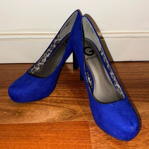 G by Guess cobalt blue suede platform pumps